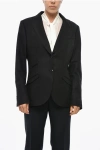 Maurizio Miri Half-lined Wool Blazer With Raw Cut Edges In Black