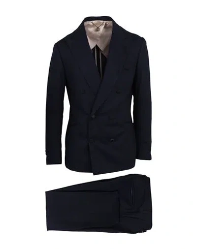 Maurizio Miri Man Suit Navy Blue Size 40 Wool, Lycra