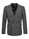 Maurizio Miri Double-breasted Wool Blazer With Textured Finish In Gray