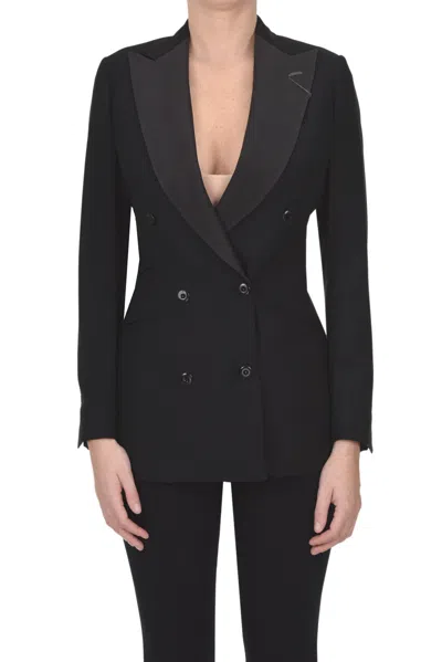 Maurizio Miri Slim Fit Double-breasted Dinner Jacket In Black