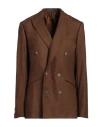Maurizio Miri Woman Blazer Brown Size 16 Wool, Lycra In Brown