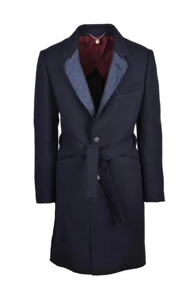 Maurizio Miri Wool Coat - Navy Blue