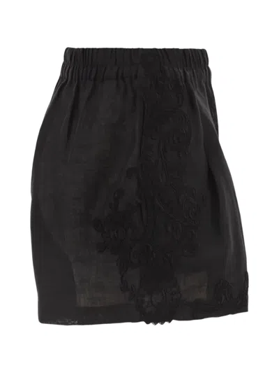 Maurizio Mykonos Embroidered Elasticated-waist Shorts In Black