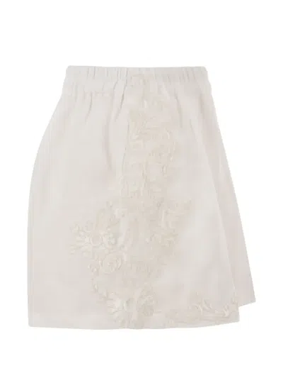 Maurizio Mykonos Embroidered Elasticated-waist Shorts In White