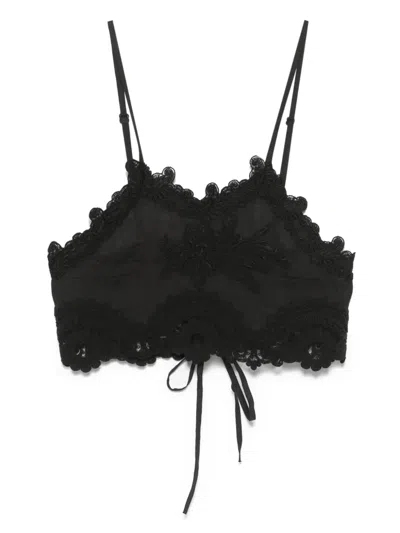 Maurizio Mykonos Floral-embroidery Top In Black