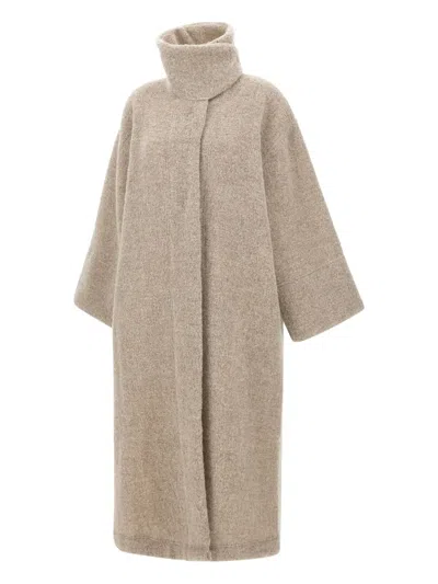 Maurizio Mykonos High-neck Oversized Coat In Brown