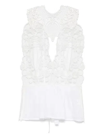 Maurizio Mykonos Lace-detail Open-back Top