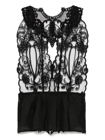 Maurizio Mykonos Lace-detail Open-back Top