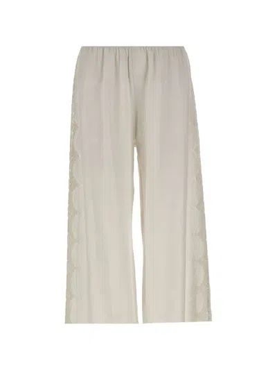 Maurizio Mykonos Lace Embroidered Trousers In Neutral