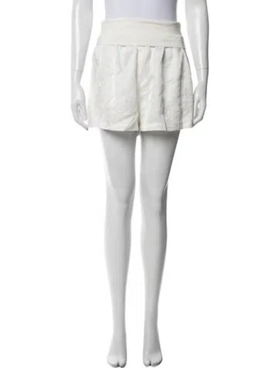 Pre-owned Maurizio Mykonos Lace Pattern Mini Shorts In White