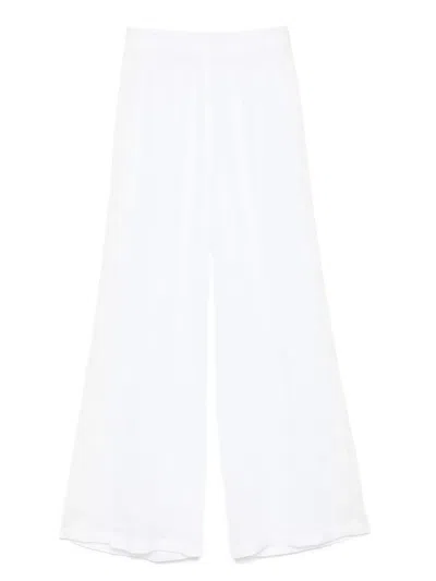 Maurizio Mykonos Lace-trim Palazzo Pants In Weiss