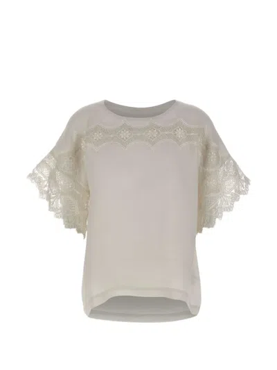 Maurizio Mykonos Lace-embroidered Blouse In Gray