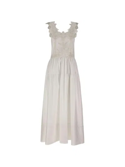 Maurizio Mykonos Lace-insert Maxi Dress In White