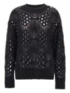 Maurizio Mykonos Open-knit Crew-neck Sweater In Black
