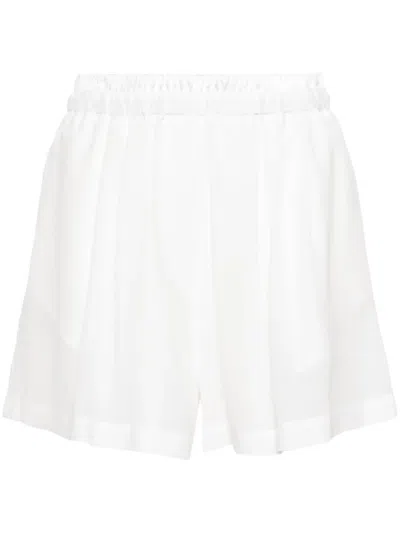 Maurizio Mykonos Semi-sheer Silk Shorts In White