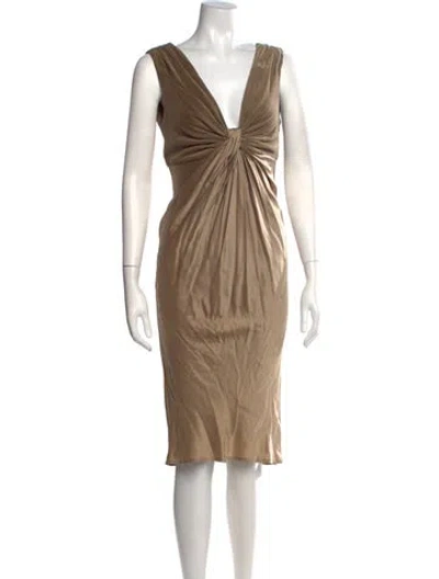 Pre-owned Maurizio Pecoraro Silk Knee-length Dress In Neutrals