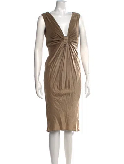 Pre-owned Maurizio Pecoraro Silk Knee-length Dress In Neutrals