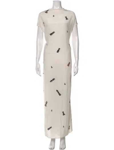 Pre-owned Maurizio Pecoraro Silk Long Dress In Neutral