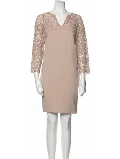 Pre-owned Maurizio Pecoraro V-neck Knee-length Dress W/ Tags In Neutral