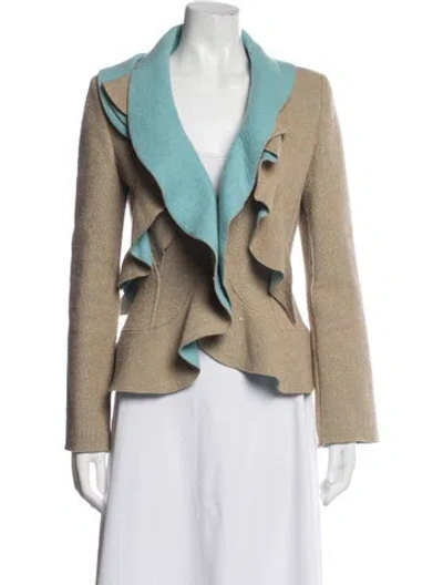 Pre-owned Maurizio Pecoraro Wool Tweed Pattern Blazer In Neutrals