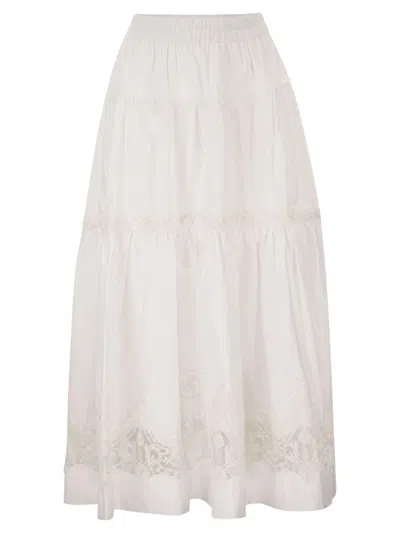 Maurizio Ruffled Midi Skirt In White