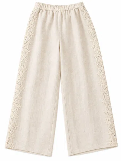 Maurizio Trousers With Embroidery In Neutral