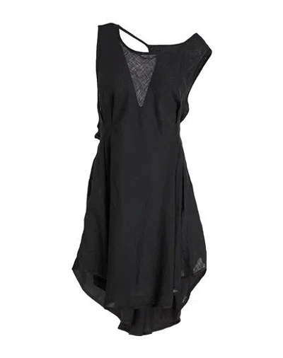 Maurizio Woman Mini Dress Black Size M Linen, Leather