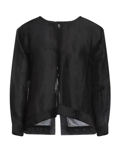 Maurizio Woman Top Black Size M Linen, Silk