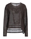 Maurizio Woman Top Dark Brown Size L Linen, Polyamide, Rayon In Brown