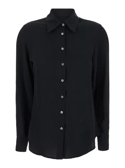 Mauro Grifoni Black Shirt With Pointed Collar In Silk Blend Woman