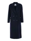 Mauro Grifoni Blue Coat With Double-breasted Fastening In Wool Woman In Blue