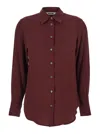 Mauro Grifoni Bordeaux Shirt With Classic Collar And Buttoned Cuffs In Cotton Blend Woman In Burgundy