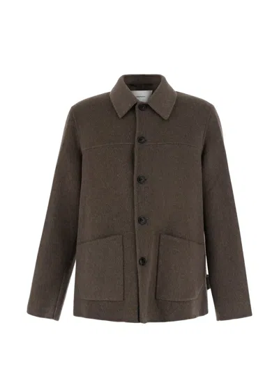 Mauro Grifoni Button-fastening Brushed Coat In Brown