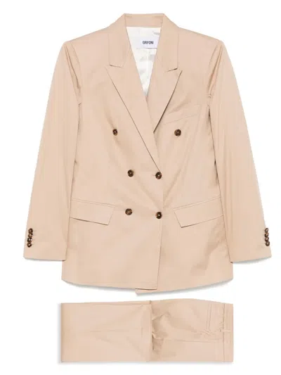 Mauro Grifoni Double-breasted Suit In Neutrals