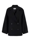 MAURO GRIFONI BLACK OVERSIZE DOUBLE-BREASTED JACKET IN WOOL WOMAN