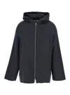 Mauro Grifoni Grey Jacket With Fixed Hood And Zip-up Fastening In Wool Blend Woman In Black
