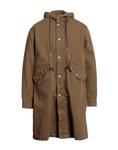 Mauro Grifoni Man Overcoat Khaki Size 44 Cotton In Beige
