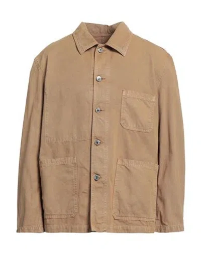 Mauro Grifoni Grifoni Man Shirt Camel Size L Cotton, Elastane In Beige
