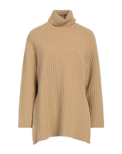 Mauro Grifoni Woman Turtleneck Sand Size 6 Virgin Wool In Beige