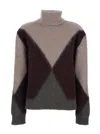 Mauro Grifoni Maglia Collo Alto Intarsio In Brown