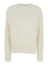Mauro Grifoni White Crewneck Sweater With Ribbed Trims In Cotton Woman In White