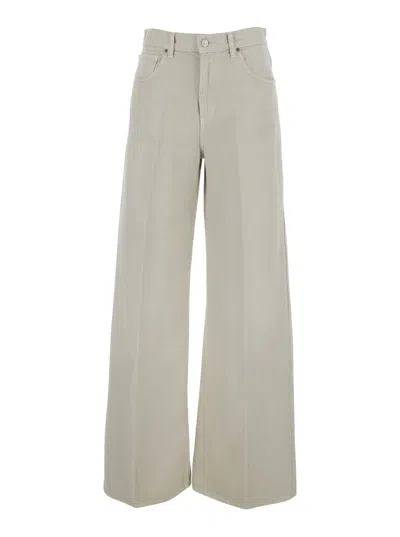 Mauro Grifoni Blue Five-pocket Pants With Denim Details In Gray