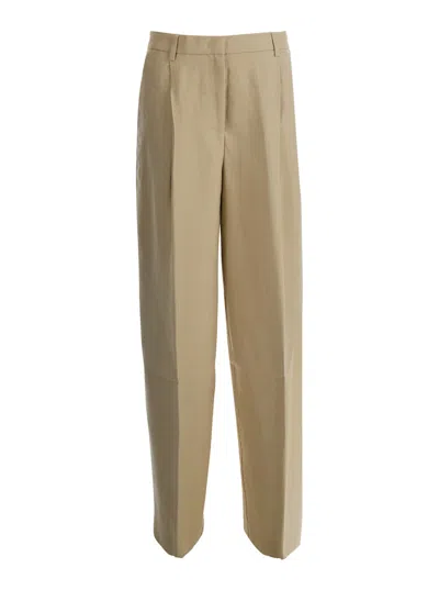 Mauro Grifoni Beige Pants With Pockets And Elastic Waist For Men In Brown