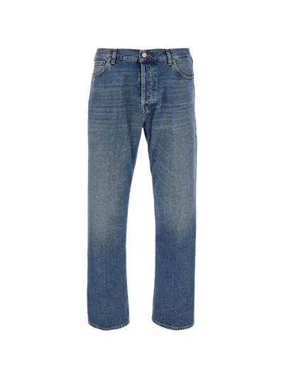 Mauro Grifoni Washed-effect Straight-leg Jeans In Blue