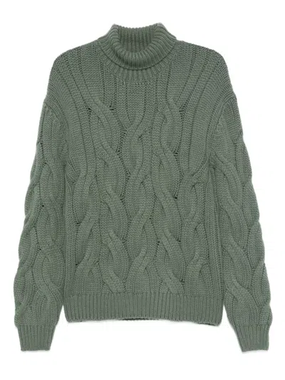 Mauro Ottaviani Cable-knit Turtleneck Sweater In Green