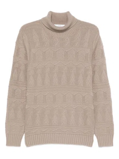 Mauro Ottaviani Cable-knit Turtleneck Sweater In Neutral