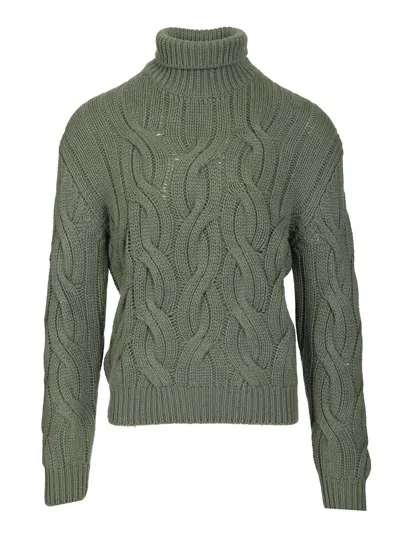 Mauro Ottaviani Collotalto Trecce Grosse 6 Fili Cashmere Knitwear Green