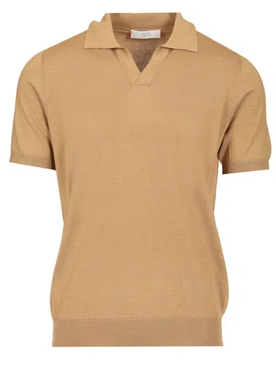 Mauro Ottaviani Knitted Jersey Polo Shirt In Beige