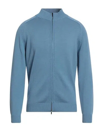 Mauro Ottaviani Man Cardigan Sky Blue Size 46 Silk, Cotton
