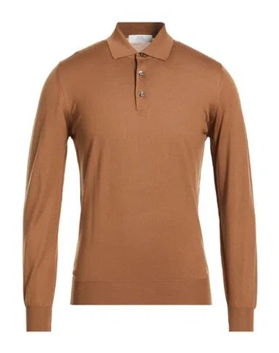 Mauro Ottaviani Man Polo Shirt Tan Size 48 Merino Wool In Brown